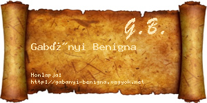 Gabányi Benigna névjegykártya